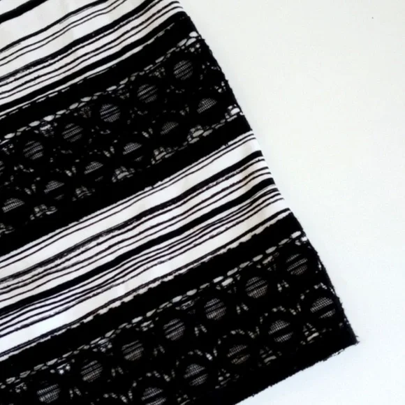 Ann Taylor White Black Stripe Lace Rayon Nylon Sleeveless Classic Shift Dress 2 - Picture 7 of 14